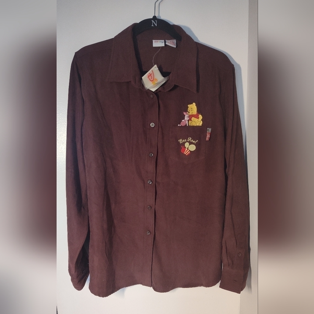 NWT RARE Vintage Disney Faux Suede Button Down Shirt Unisex Collectible #563 - Picture 1 of 3